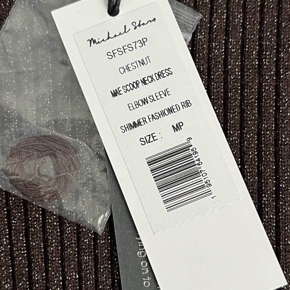 NWT Michael Stars Mae Scoop Neck Ribbed Sweater Dress | Chestnut Brown | MP - Picture 8 of 8